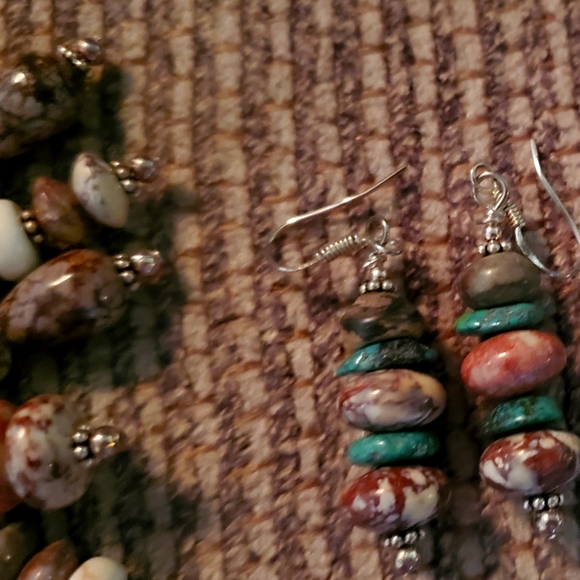 Vtg. Schaef Designs Turquoise & Sterling Silver Charm Bracelet & Earrings - Picture 6 of 8